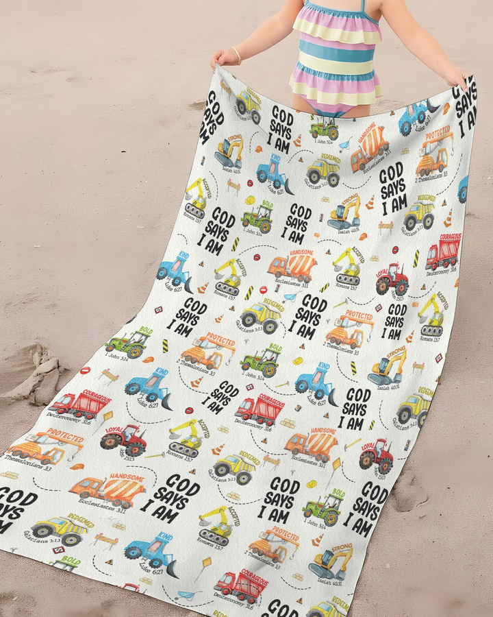God Says I Am Boy Bamboo Beach Towel