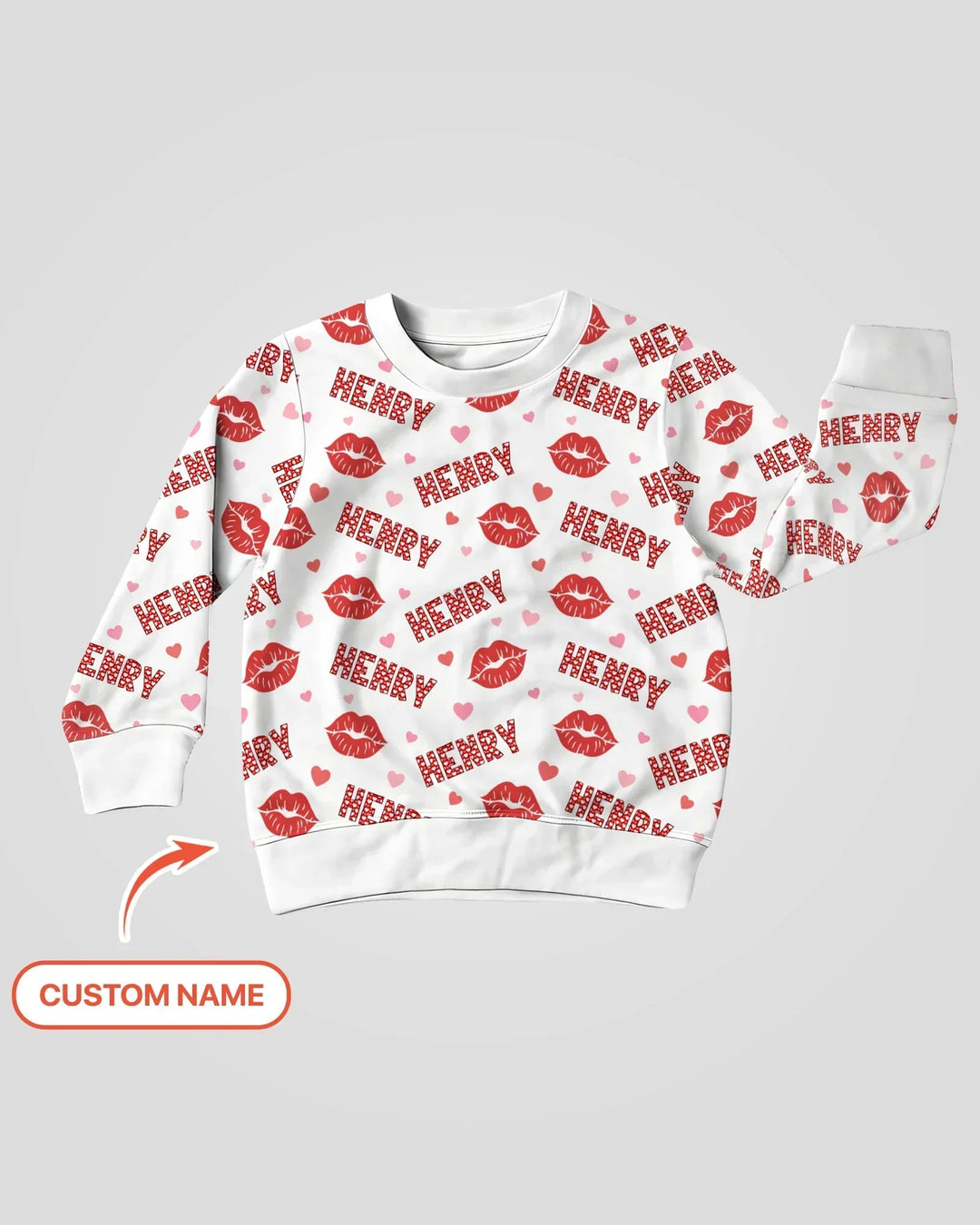 Custom Name Valentine Kiss Bamboo Crewneck Sweatshirt