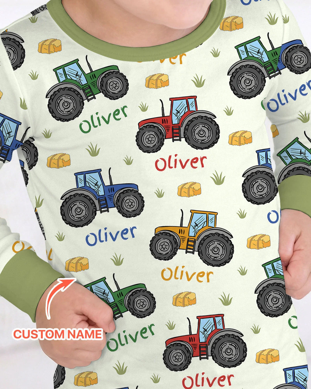 Custom Name A Little Dirt Never Hurt Bamboo Two Piece Long Sleeve Pajama Set