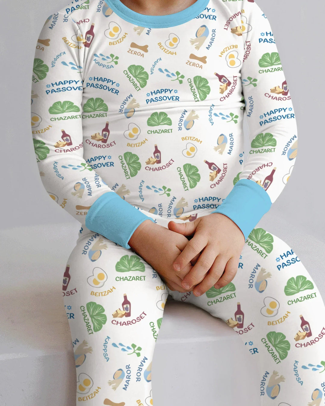 Happy Passover Matching Family Bamboo Two Piece Long Sleeve Pajama Set