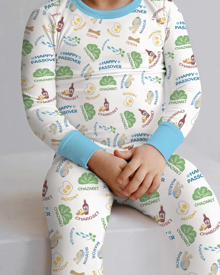 Happy Passover Matching Family Bamboo Two Piece Long Sleeve Pajama Set