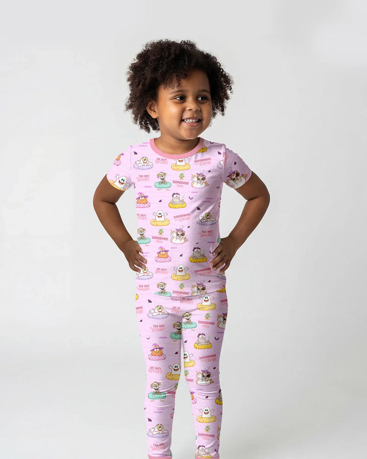 Summerween Cartoon Bamboo Two Piece Short Sleeve Pajama Set