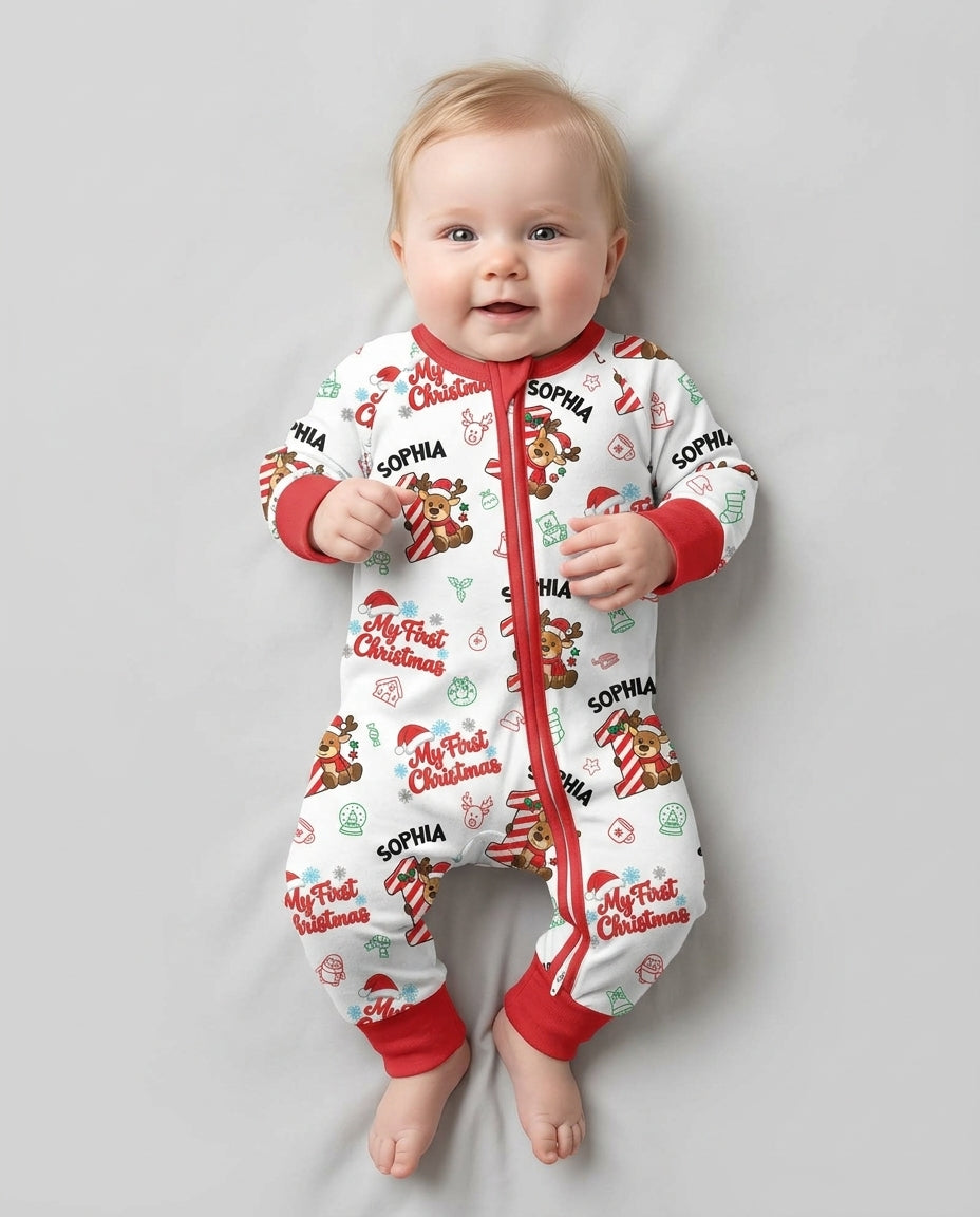 Custom Name My First Candy Cane Christmas Bamboo Convertible Zippy