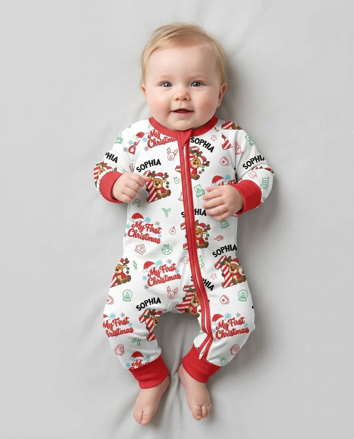 Custom Name My First Candy Cane Christmas Bamboo Convertible Zippy