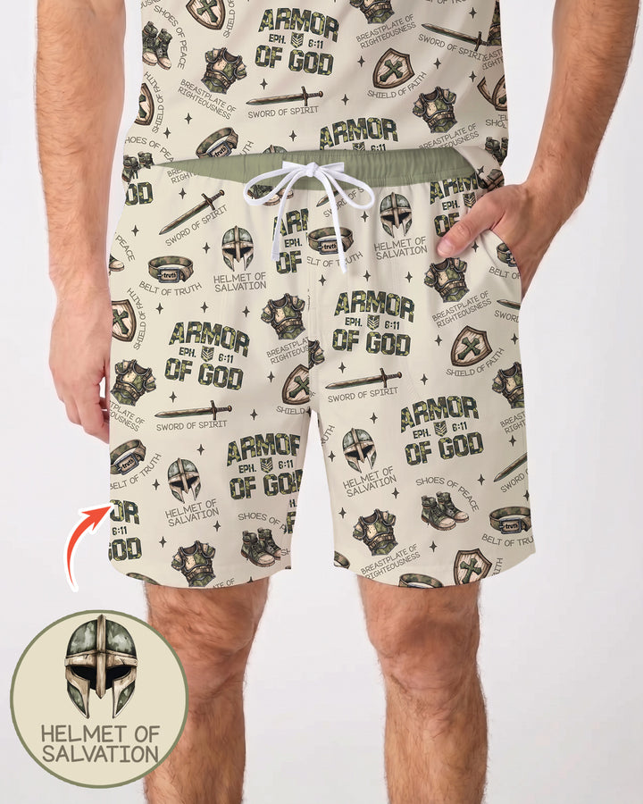 Camo Armor Of God Bamboo Men Short Sleeve Short Pajama Set