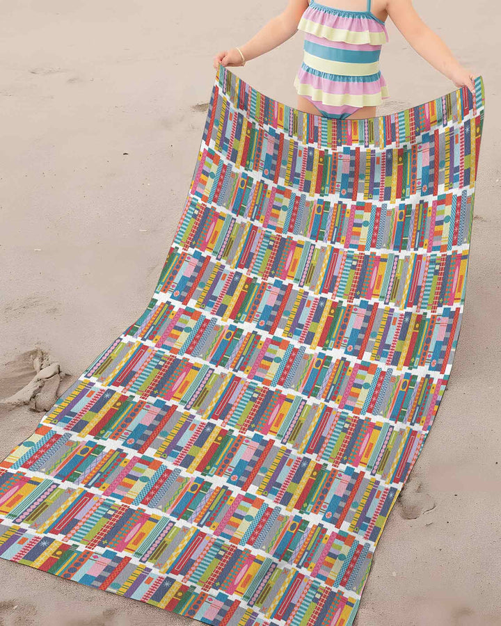Rainbow Bookshelf Bamboo Beach Towel