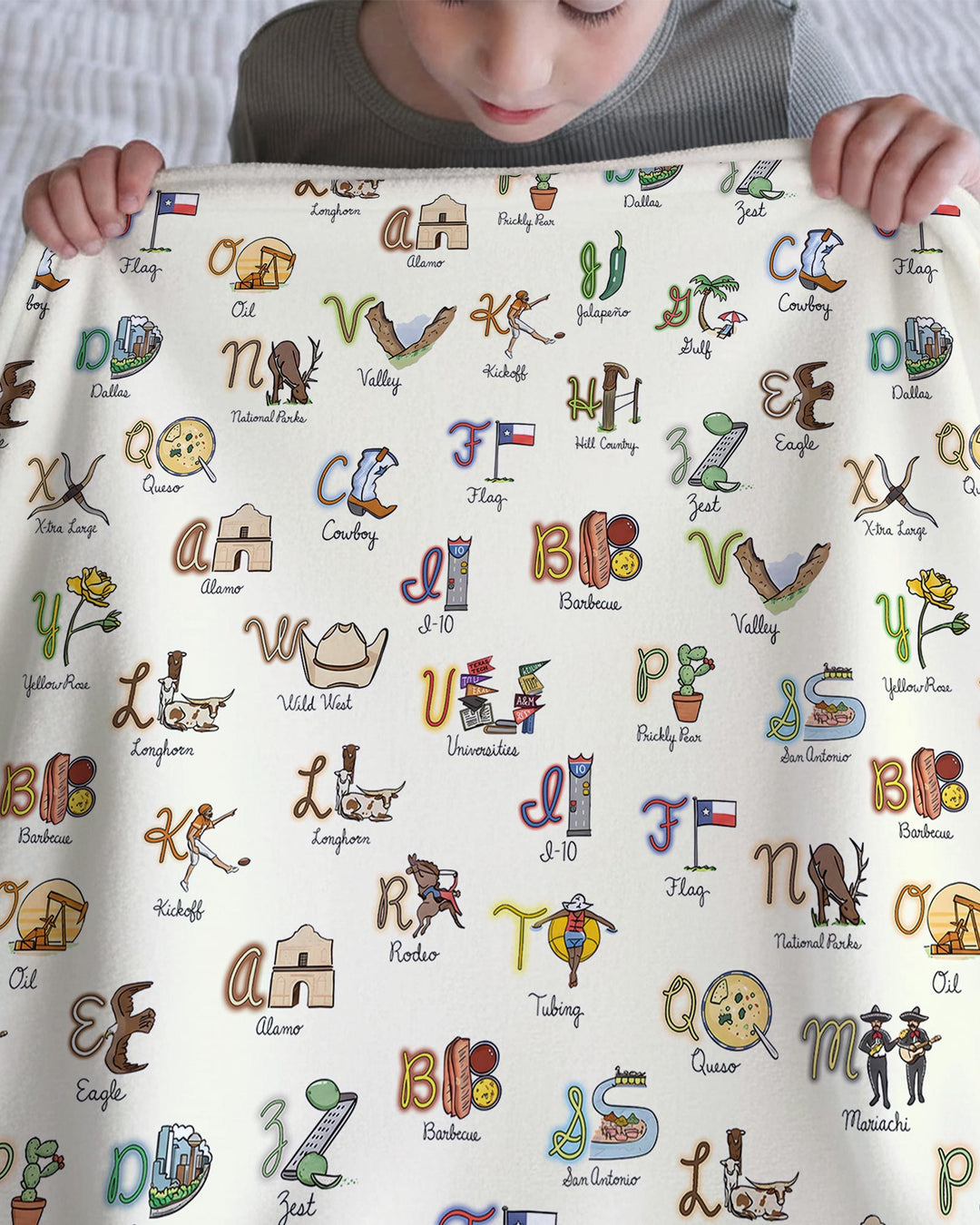 Texas Alphabet Bamboo Blanket