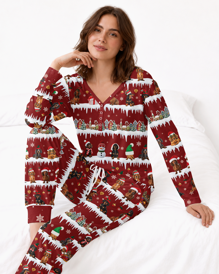 Dachshund Through The Snow Bamboo Women Pajama Set