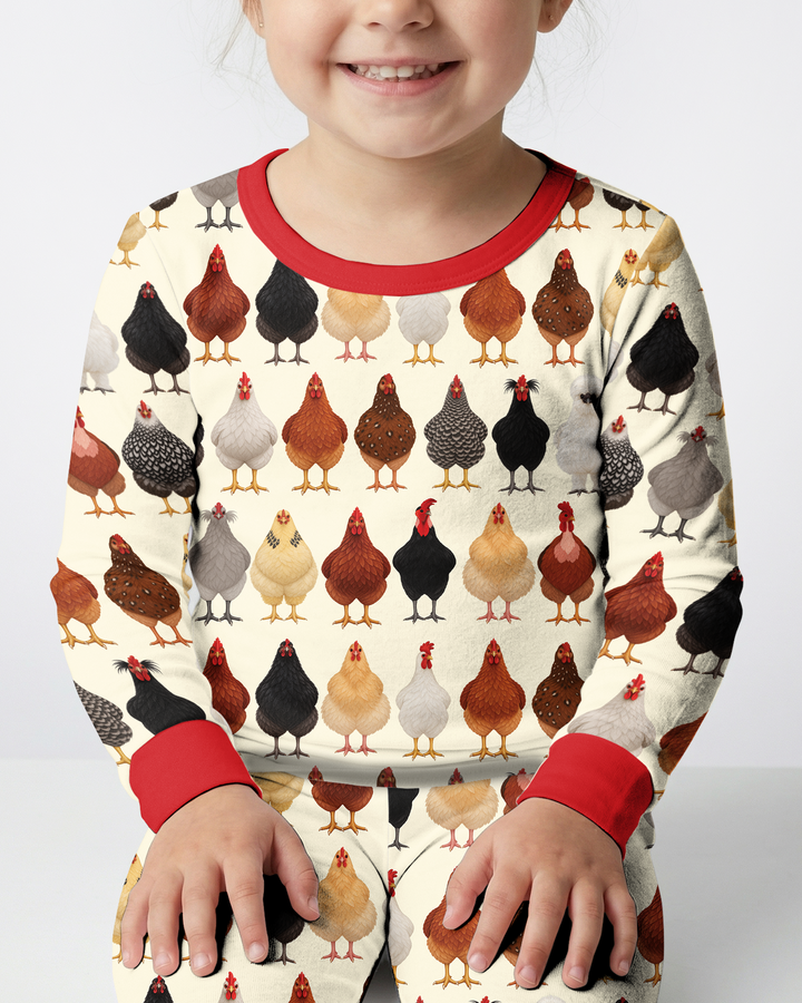 Cluckin' Cute Bamboo Two Piece Long Sleeve Pajama Set