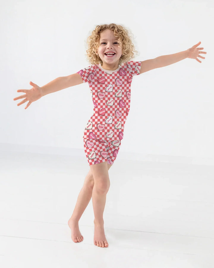 Valentine in Hearts Bamboo Two Piece Short Sleeve Shorts Pajama Set