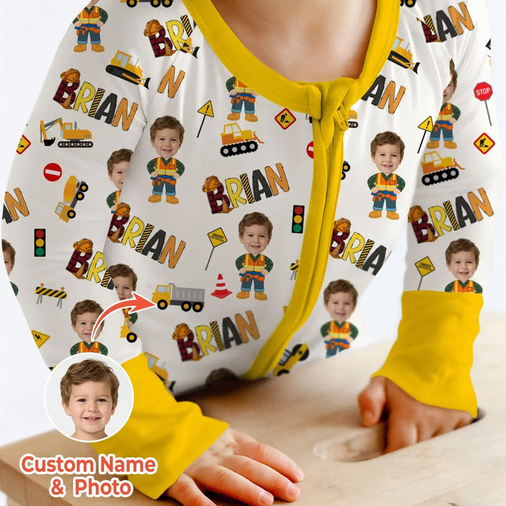Custom Photo Doodle Little Builder Bamboo Convertible Zippy