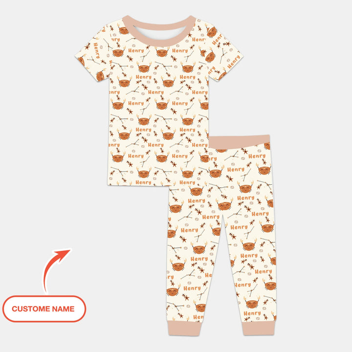 Bohemian Baby Zodiac Signs Custom Name Bamboo Two Piece Short Sleeve Pajama Set