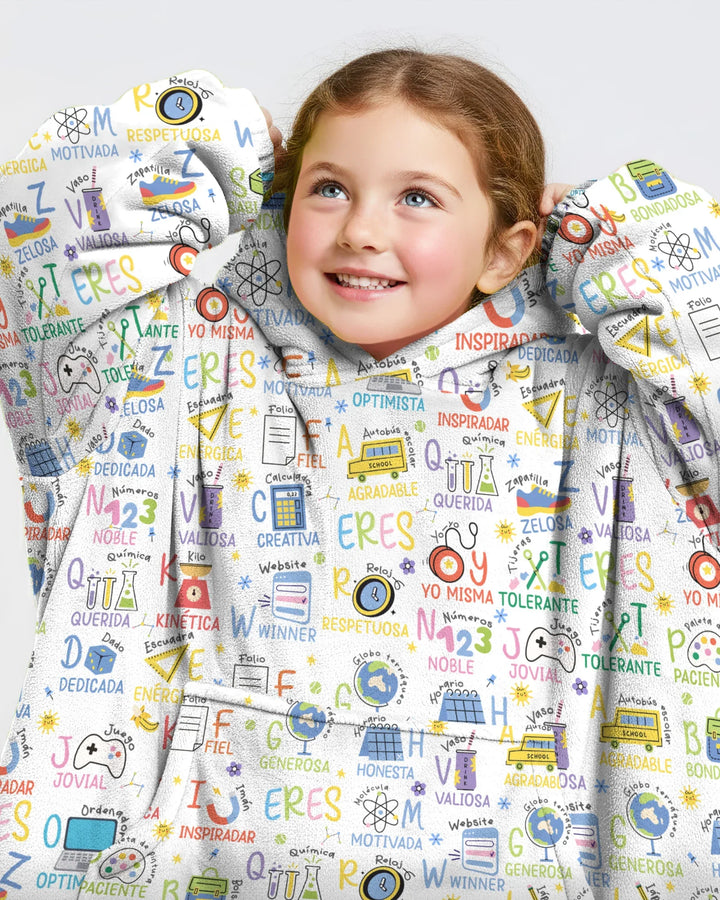 You Are Spanish Alphabet Version Bamboo Blanket Hoodie