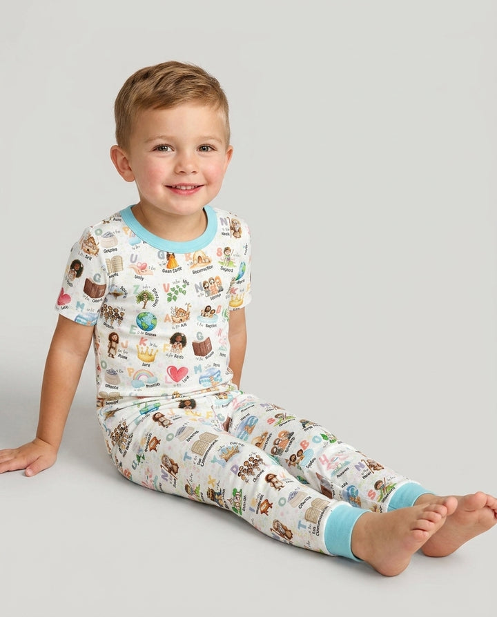 Bible ABC Alphabet Bamboo Two Piece Short Sleeve Pajama Set