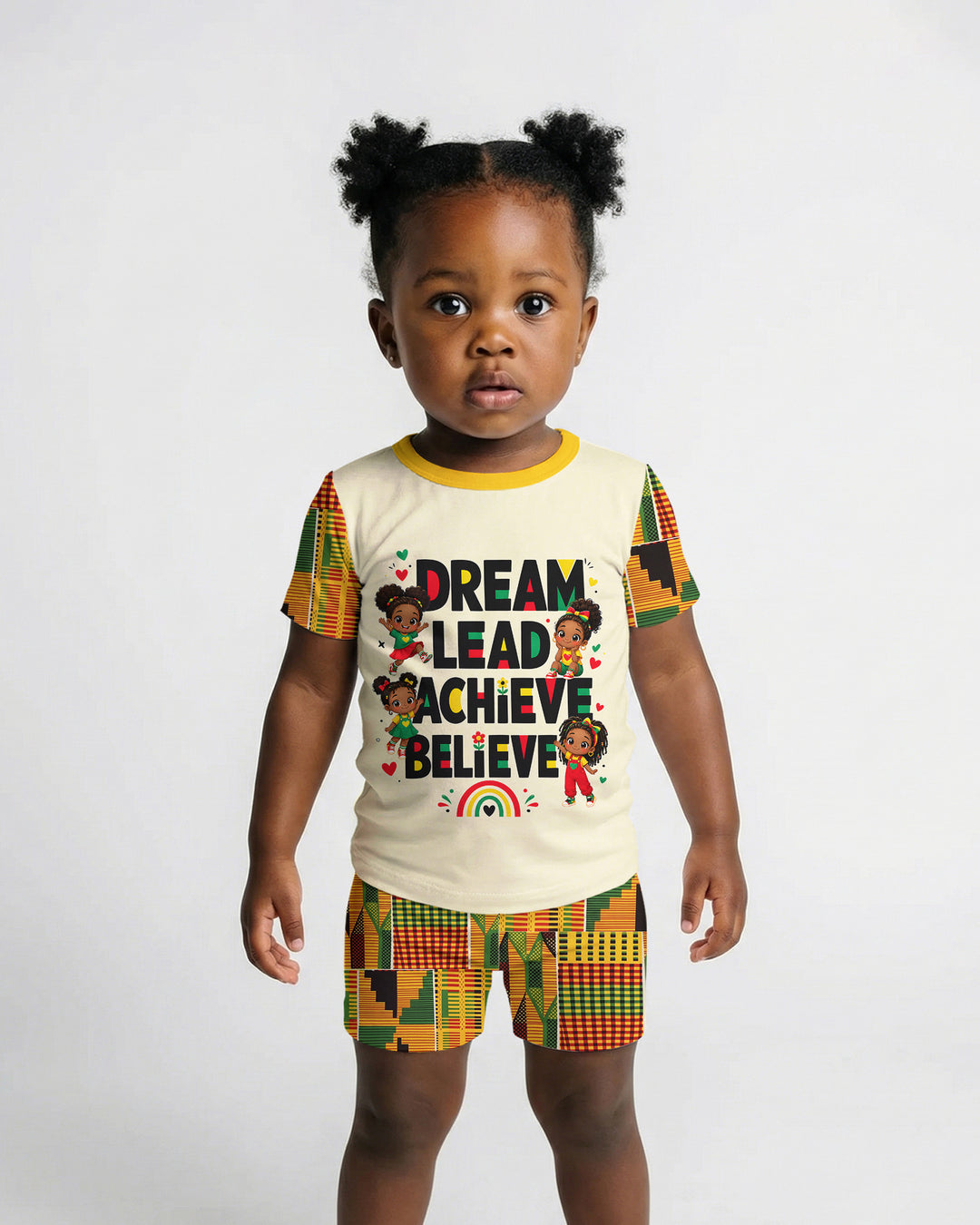 Black Girl Dream Lead Achieve Believe Bamboo Two Piece Short Sleeve Shorts Pajama Set