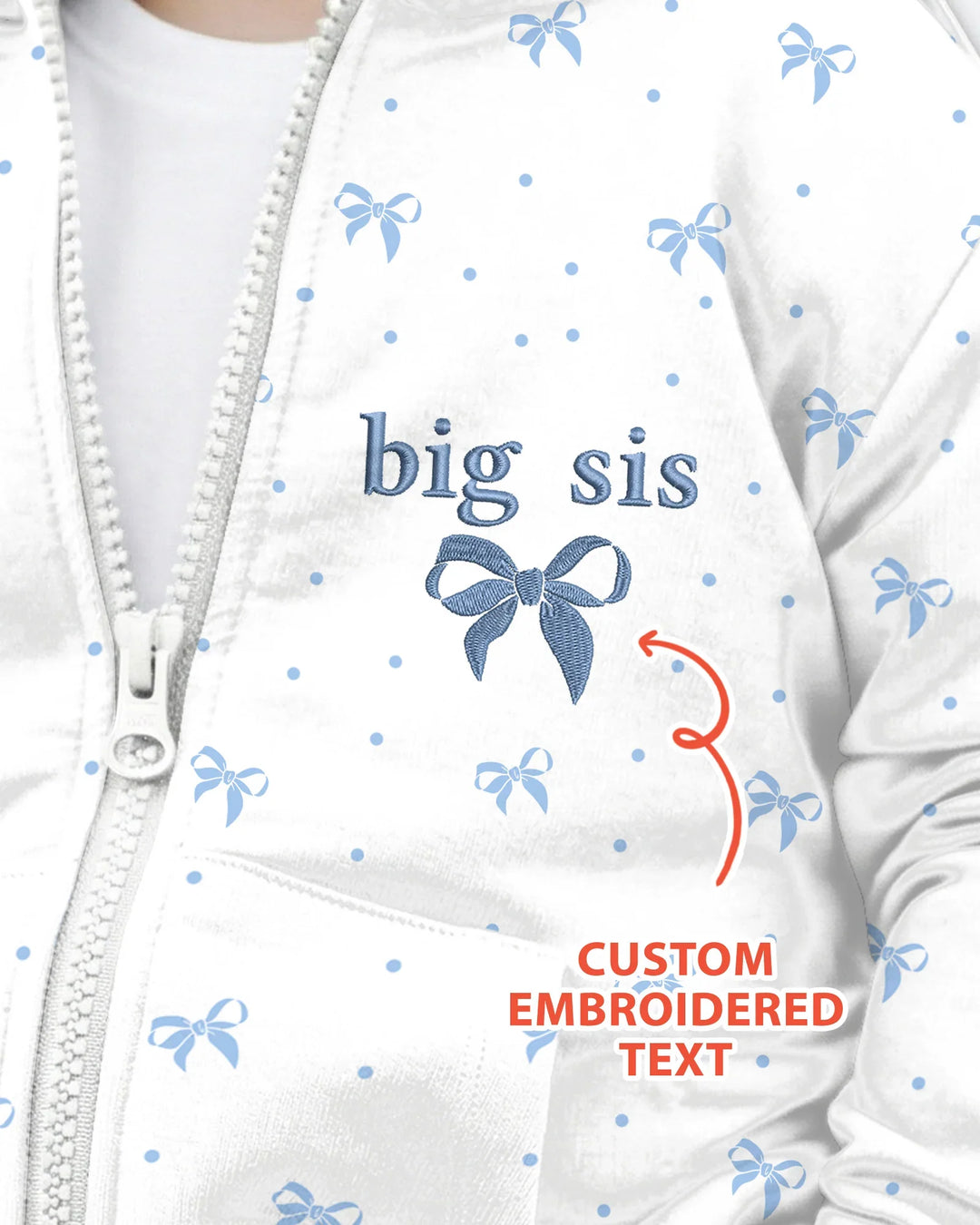 Custom Embroidered Name Mommy and Girls Matching Bamboo Zip Hoodie