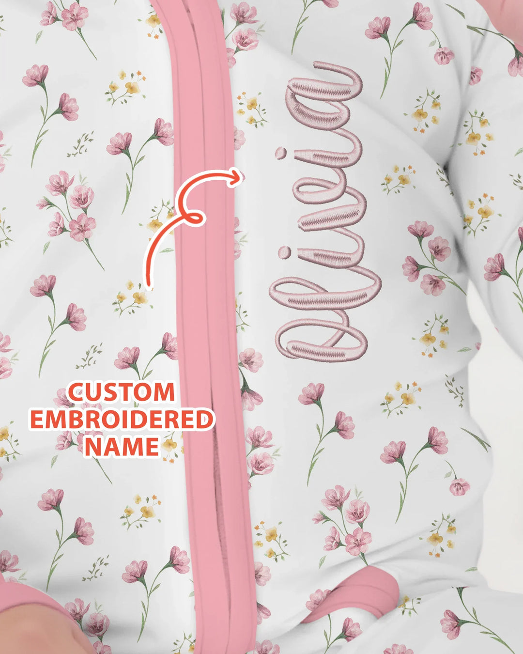 Custom Embroidered Name Floral Whispers Bamboo Convertible Zippy