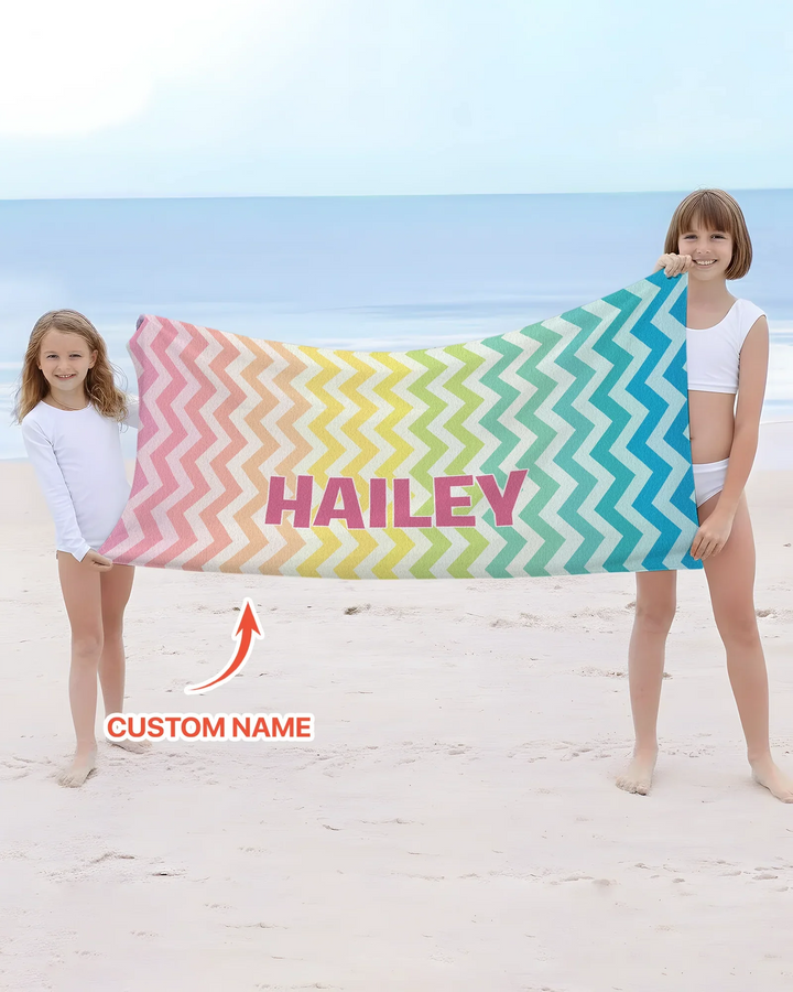 Custom Name Pretty Pattern Bamboo Beach Towel