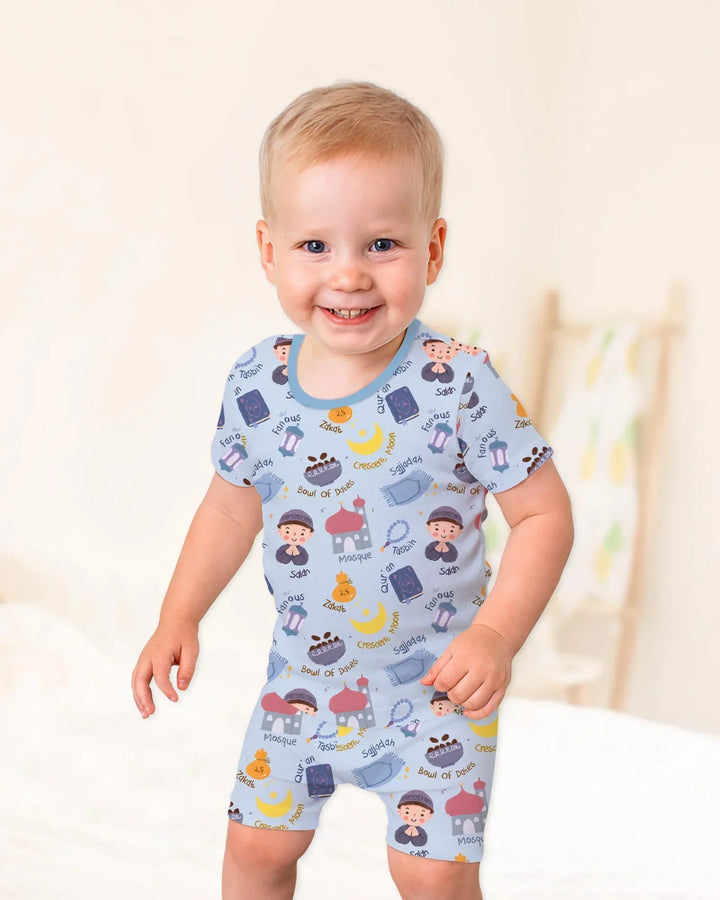 Happy Ramadhan Bamboo Two Piece Short Sleeve Shorts Pajama Set