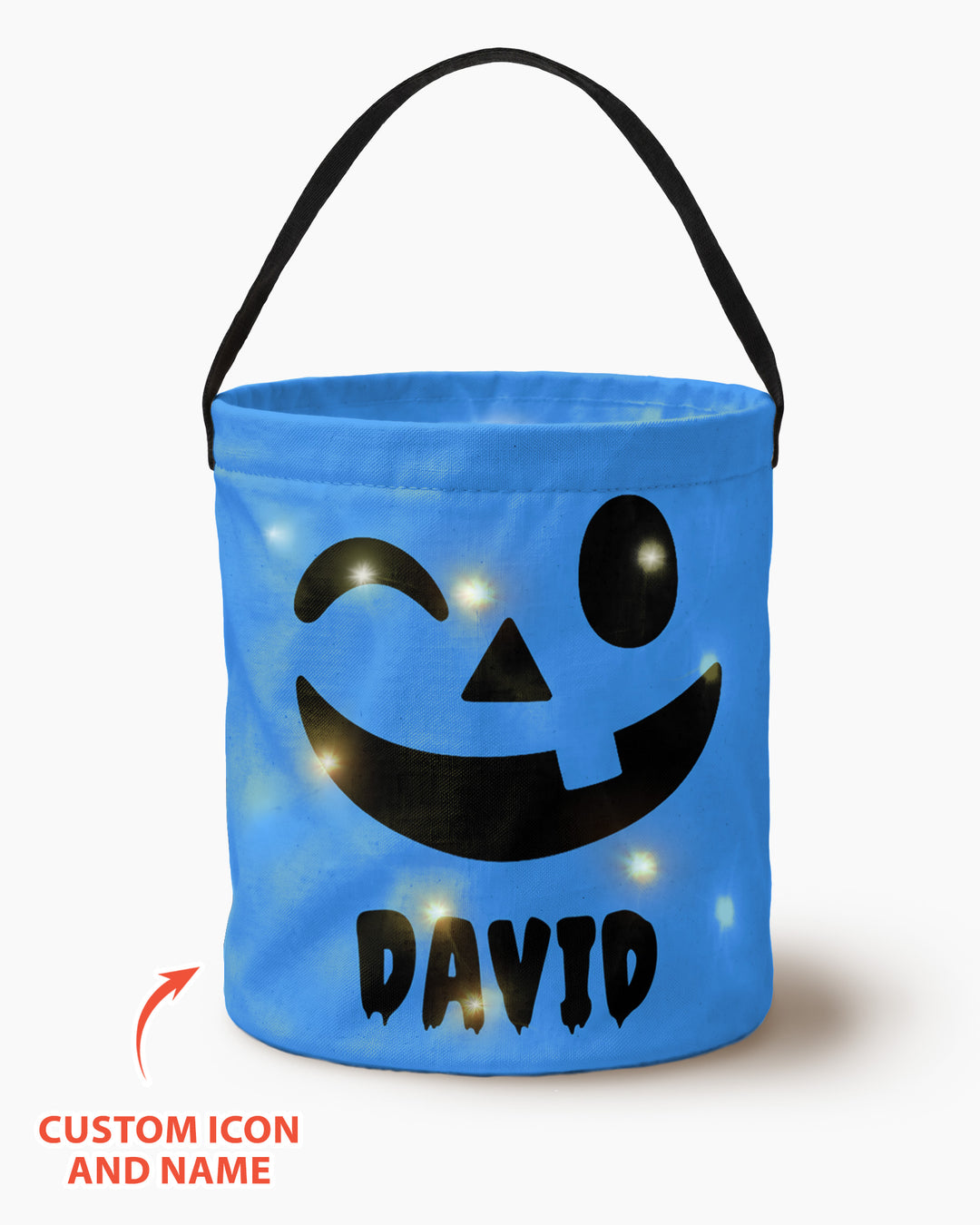 Halloween Pumpkin Face Custom Name Led Light Bucket Bag