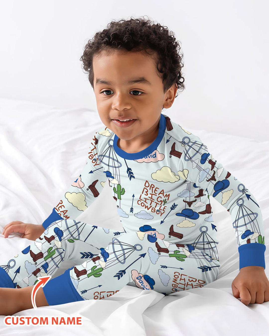 Litlle Cowboy Sis Bro Matching  Bamboo Two Piece Long Sleeve Pajama Set
