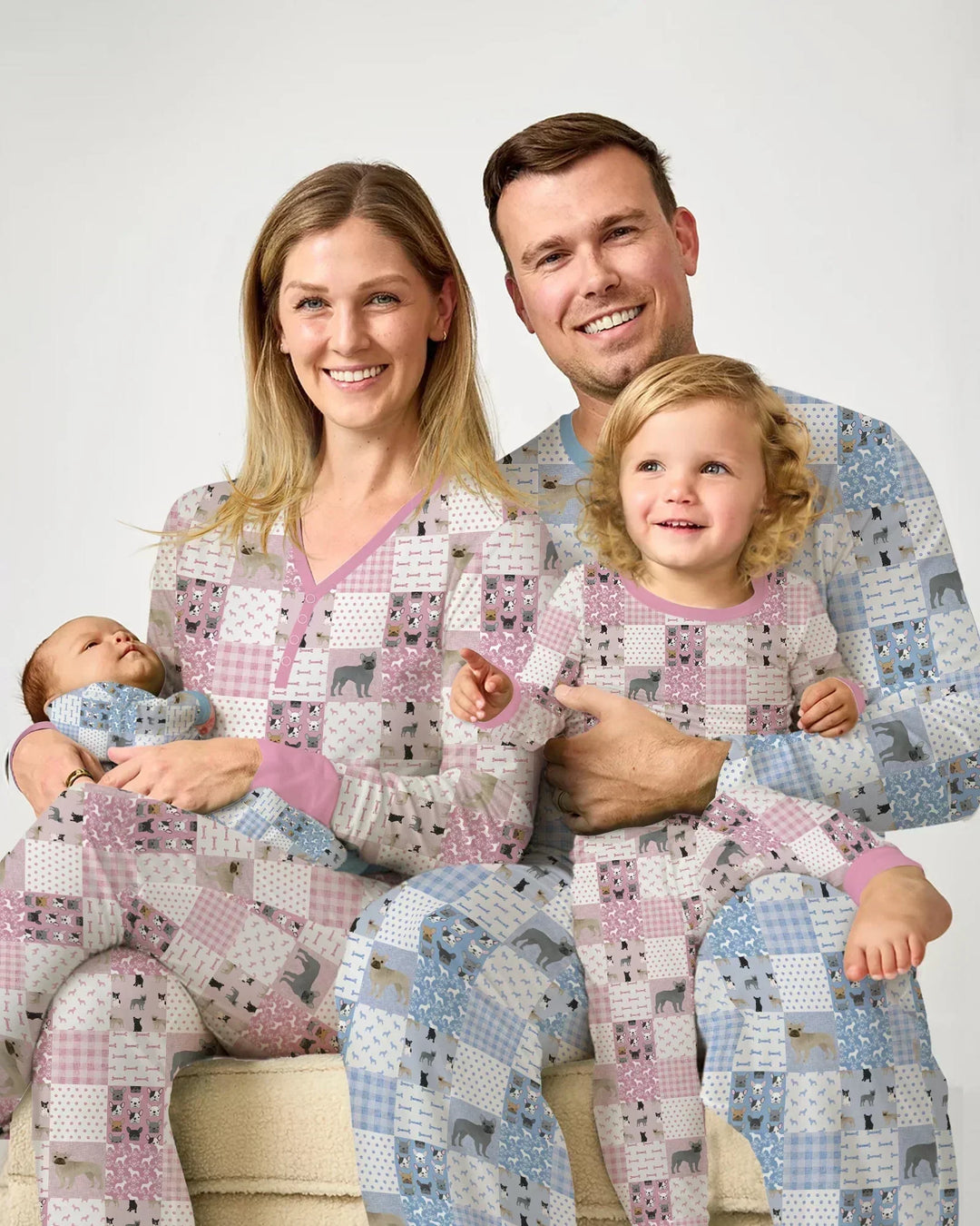 Frenchies Patchwork Family Matching Bamboo Men's Pajama Set
