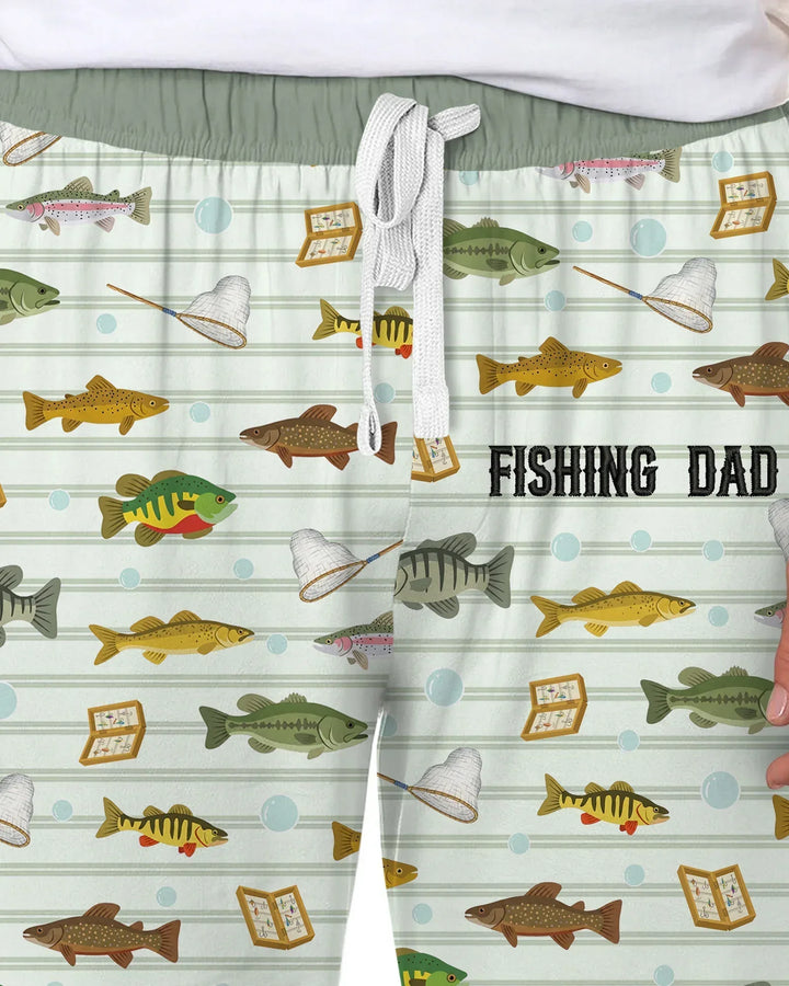 Embroidered Fishing Dad And Me Matching Bamboo Men's Pajama Set