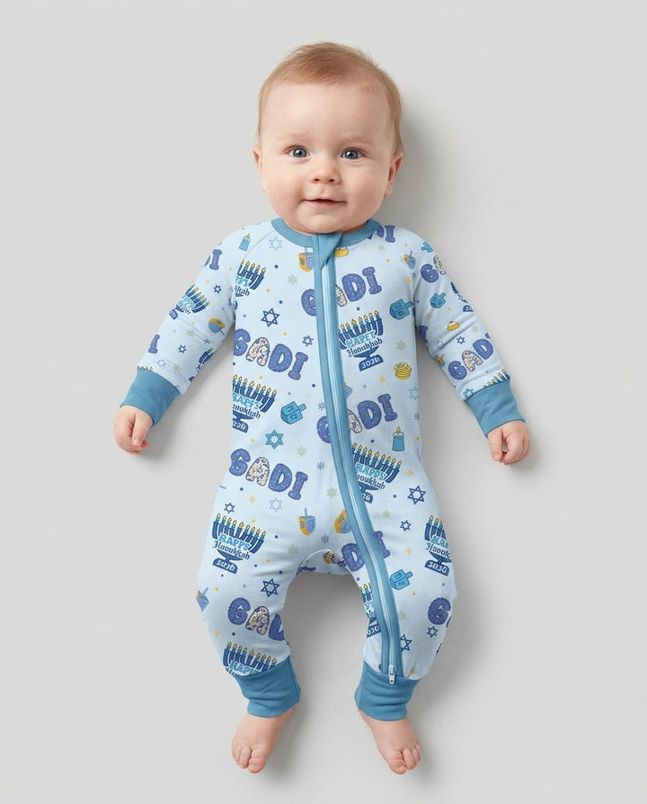 Custom name My First Hanukkah 2026 Bamboo Convertible Zippy