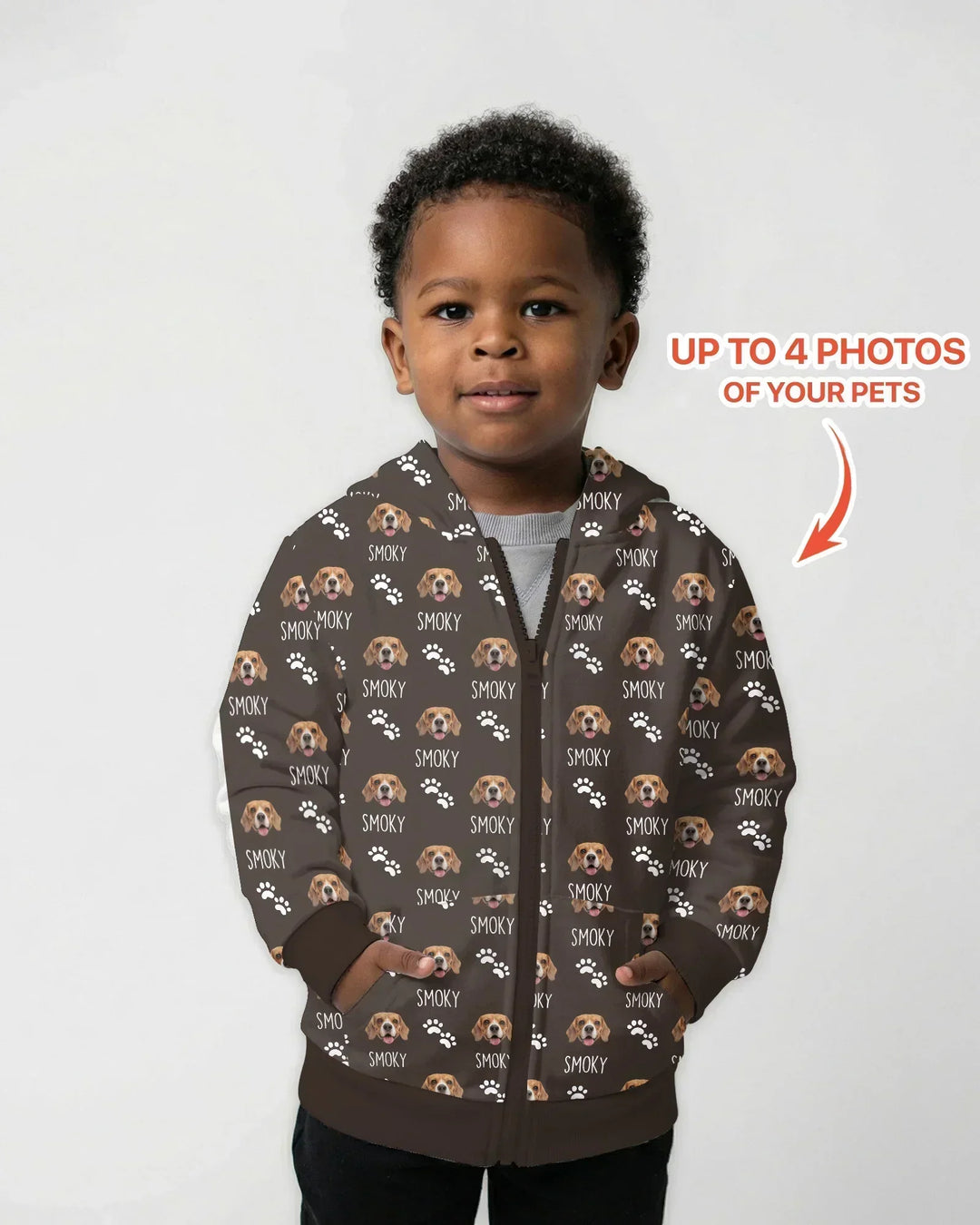 Custom Name and Pet Photos Bamboo Zip Hoodie