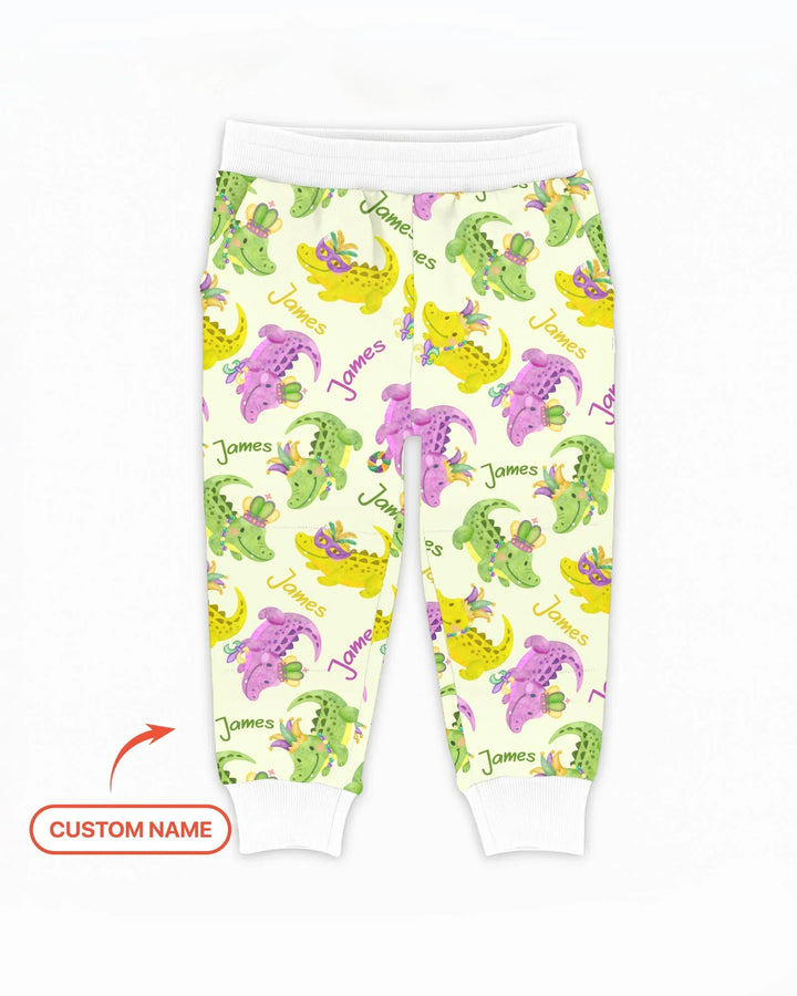 Custom Name Mardi Gras Alligator Bamboo Jogger