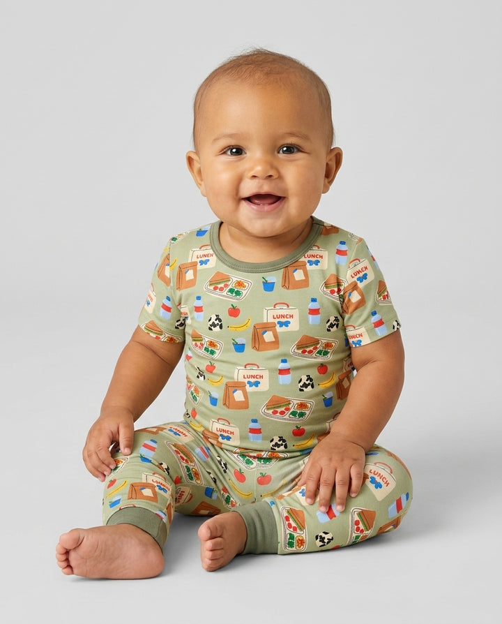 Happy School Lunch Bamboo Two Piece Short Sleeve Pajama Set