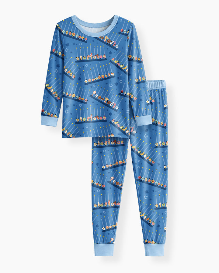 Hanukkah Cozy Night Bamboo Two Piece Long Sleeve Pajama Set