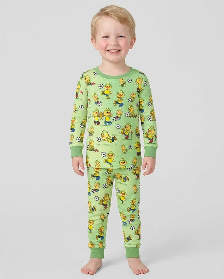 Brasil Soccer Fan Family Matching Bamboo Two Piece Long Sleeve Pajama Set