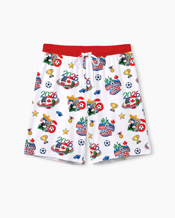 World Soccer North America 2026 Family Matching Bamboo Men Short Sleeve Short Pajama Set