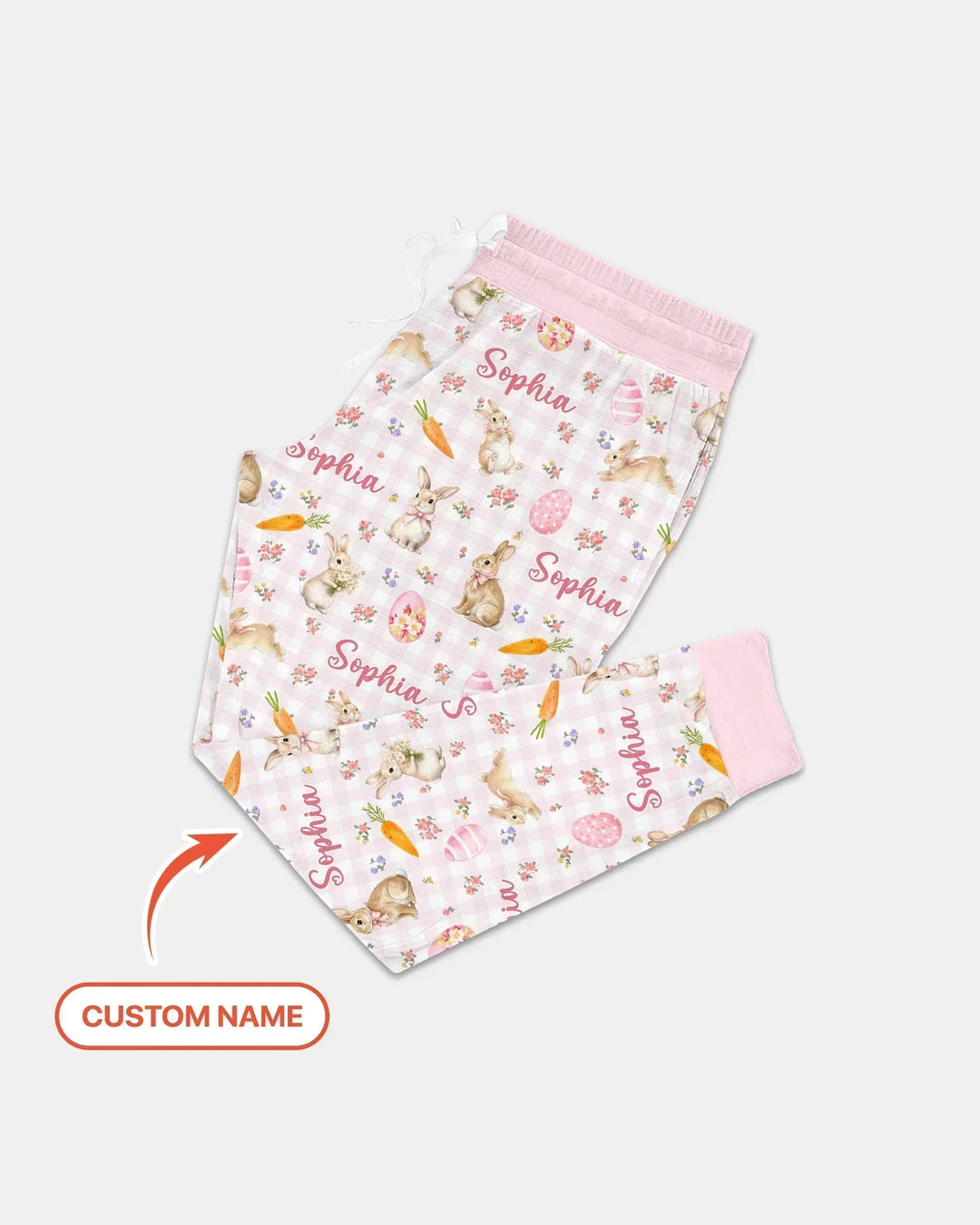 Custom Name Bunny Garden Bamboo Women Pajama Set