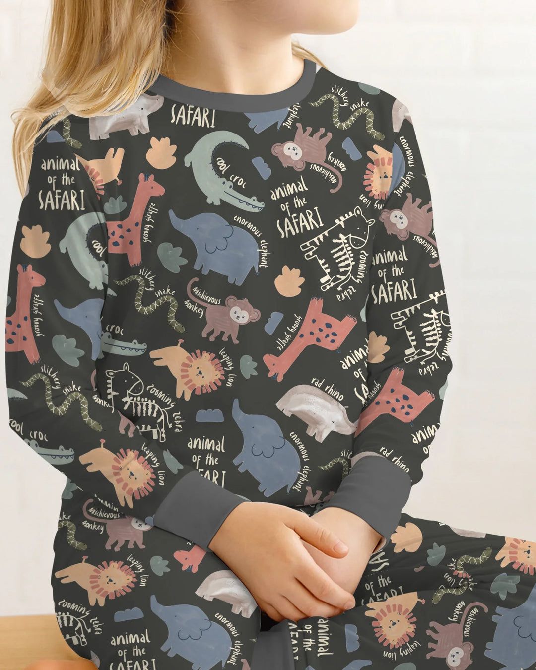 Funny African Animals Bamboo Two Piece Long Sleeve Pajama Set