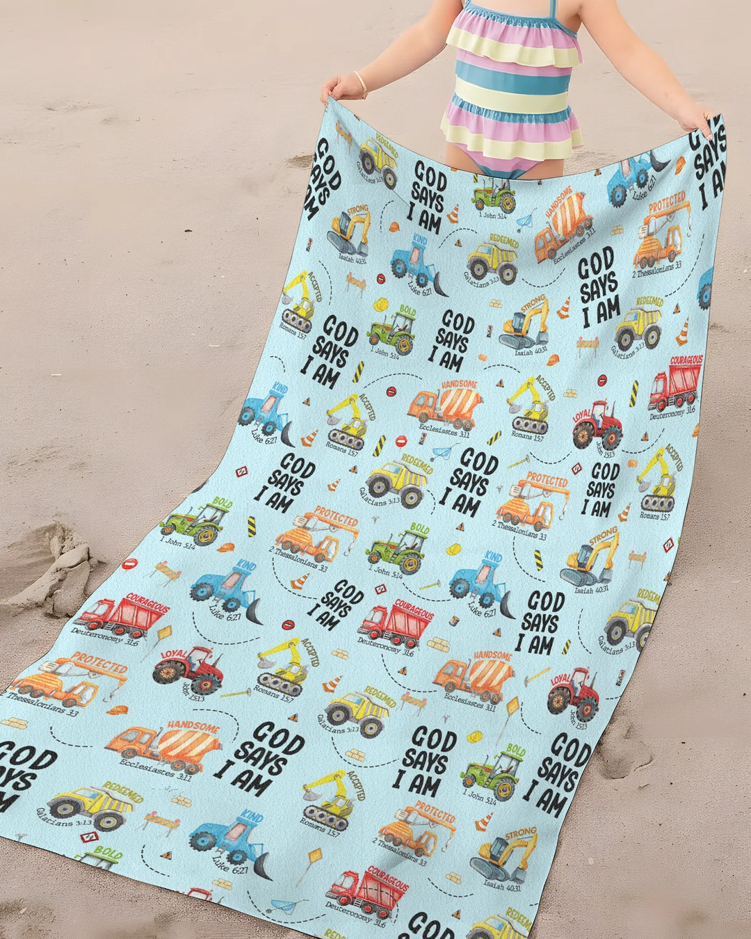 God Says I Am Boy Bamboo Beach Towel