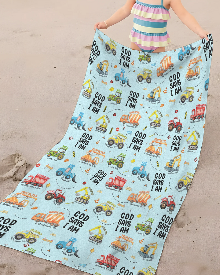 God Says I Am Boy Bamboo Beach Towel