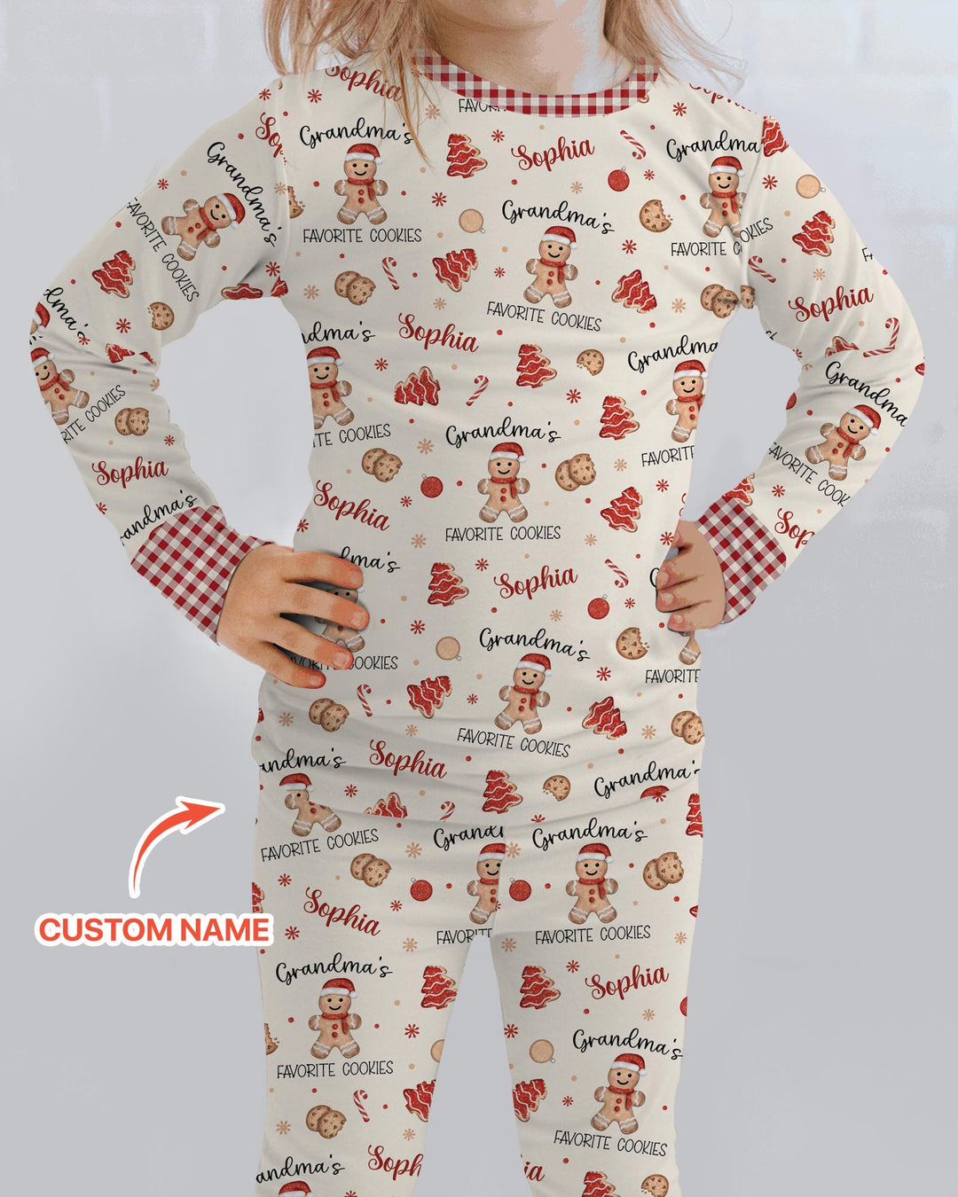 Custom Name Grandma’s Favorite Cookies Bamboo Two Piece Long Sleeve Pajama Set