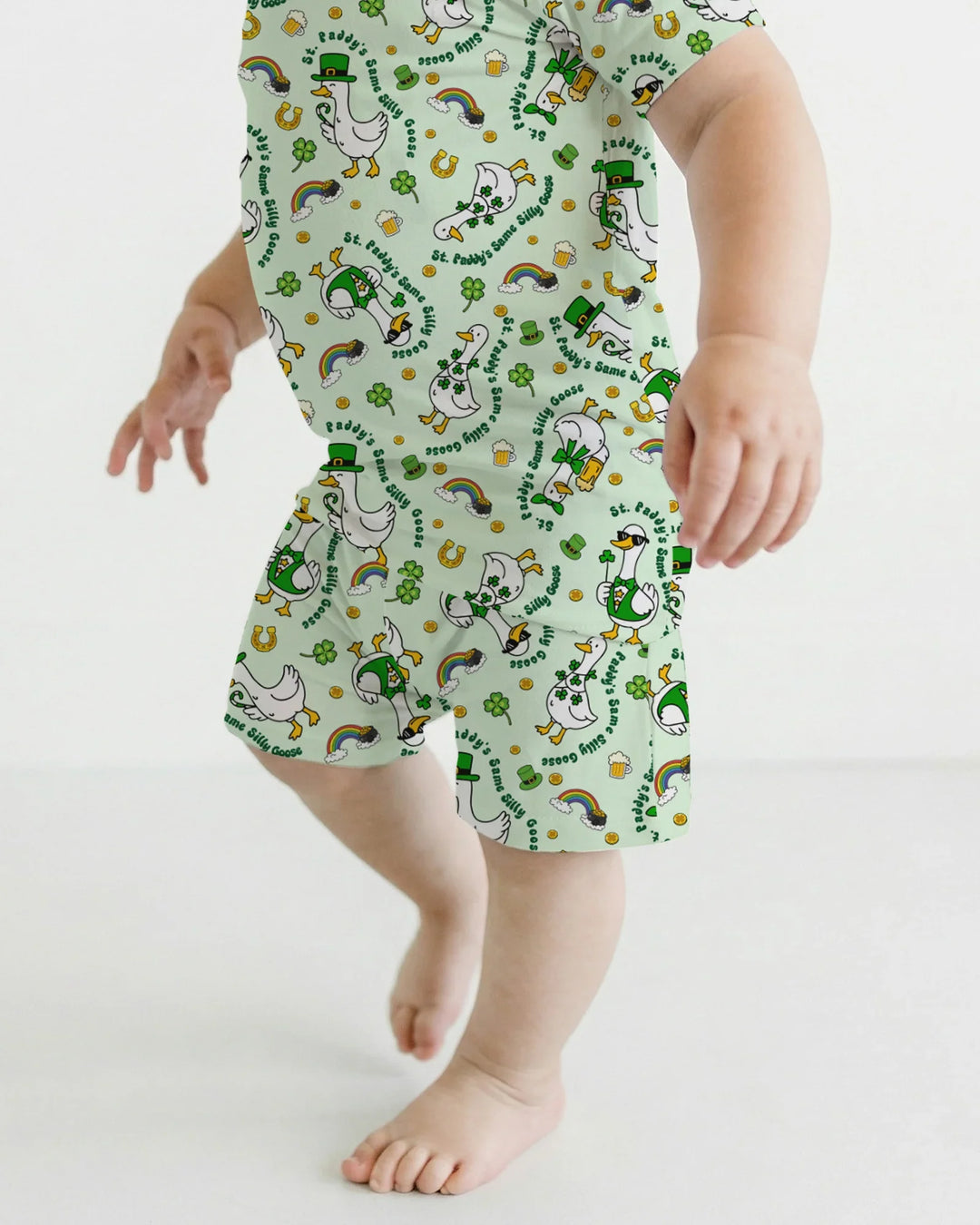 St. Patrick's Day Silly Goose Bamboo Two Piece Short Sleeve Shorts Pajama Set