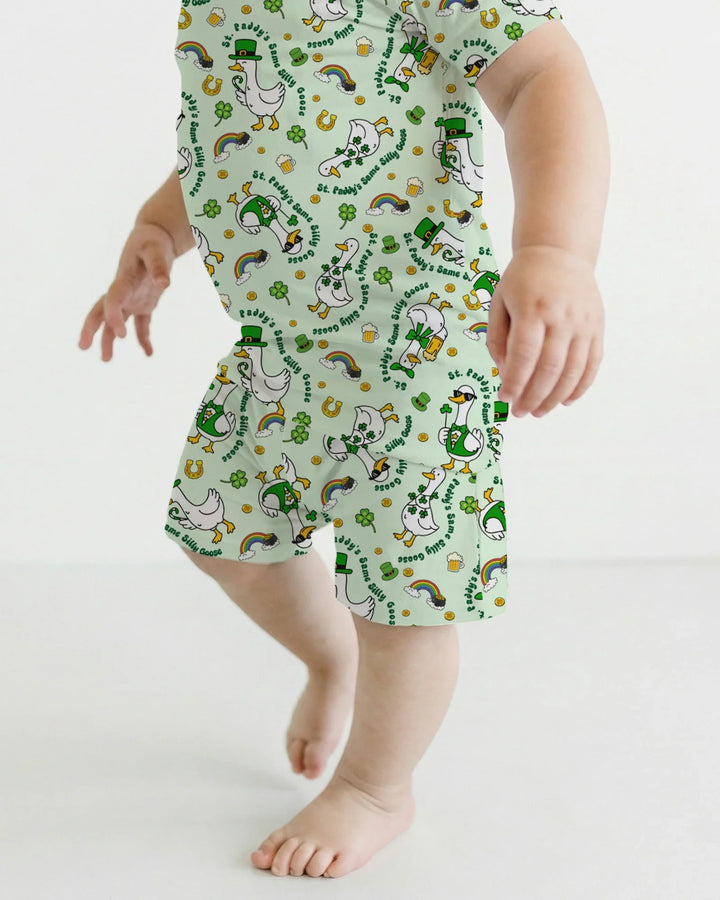 St. Patrick's Day Silly Goose Bamboo Two Piece Short Sleeve Shorts Pajama Set
