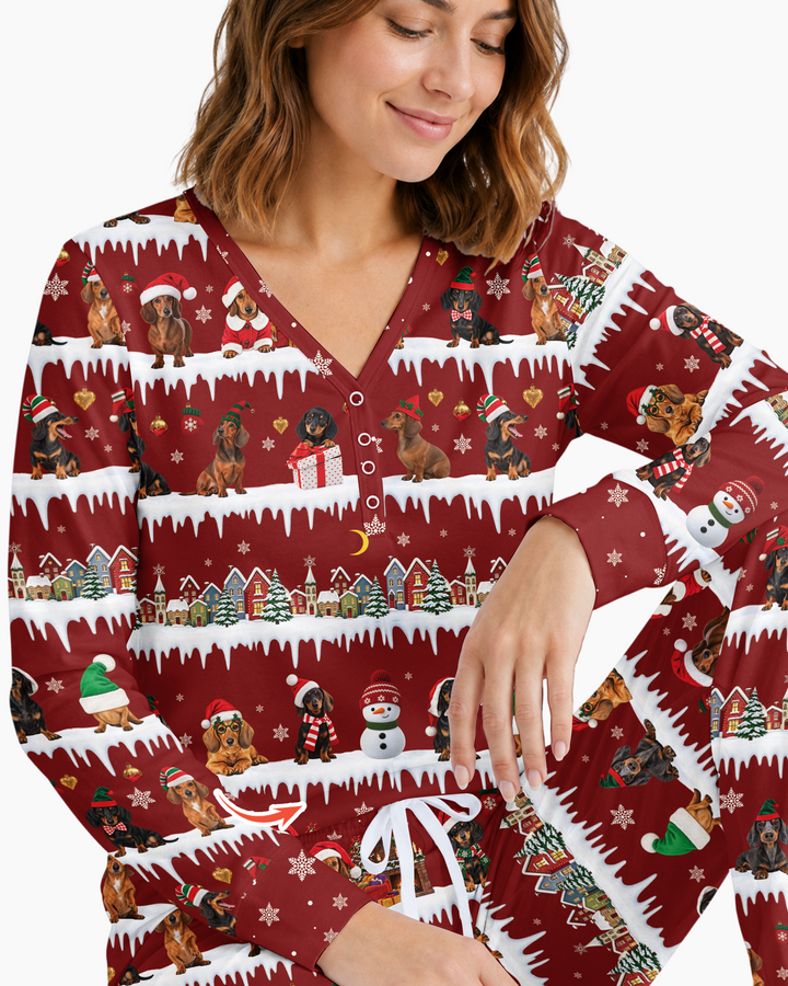 Dachshund Through The Snow Bamboo Women Pajama Set
