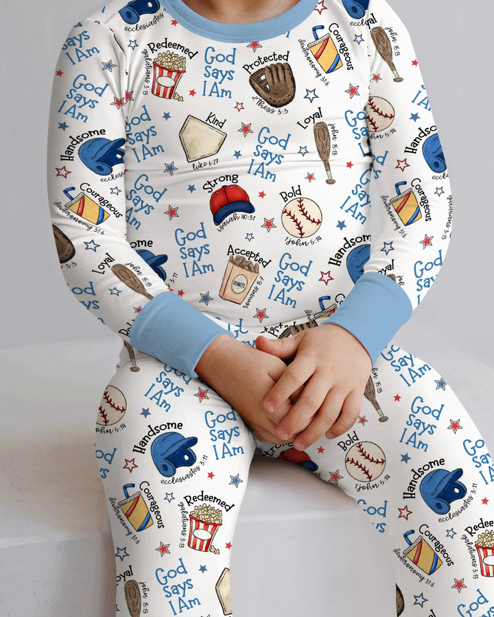 Christian Baseball Bamboo Two Piece Long Sleeve Pajama Set