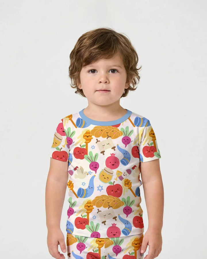 Shana Tova Rosh Hashanah Bamboo Two Piece Short Sleeve Shorts Pajama Set