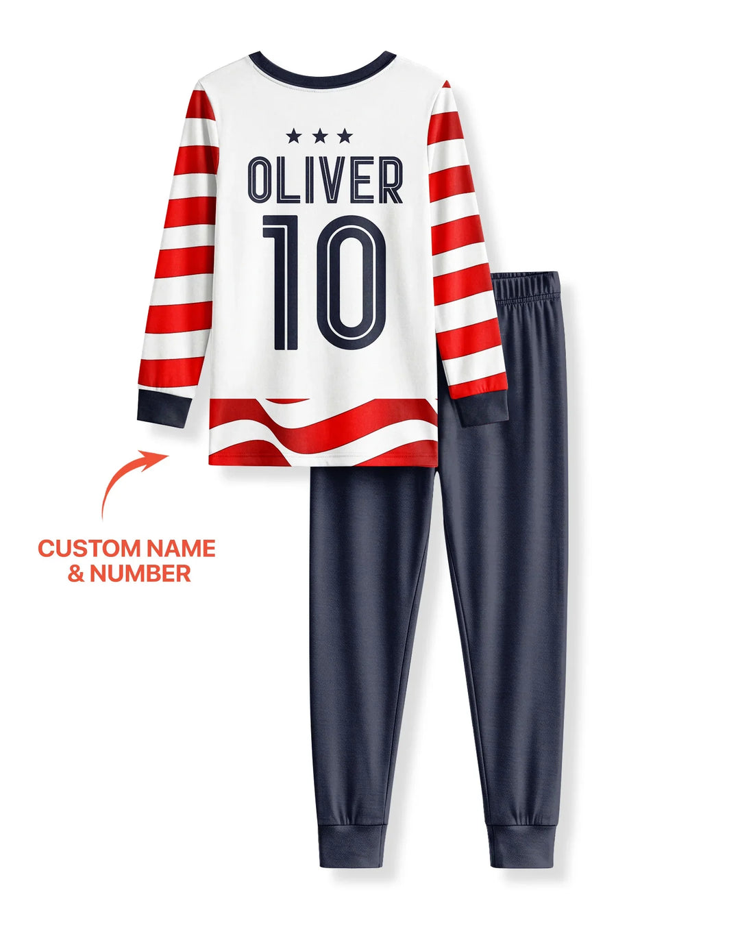 Custom Name USA Spirit Bamboo Two Piece Long Sleeve Pajama Set