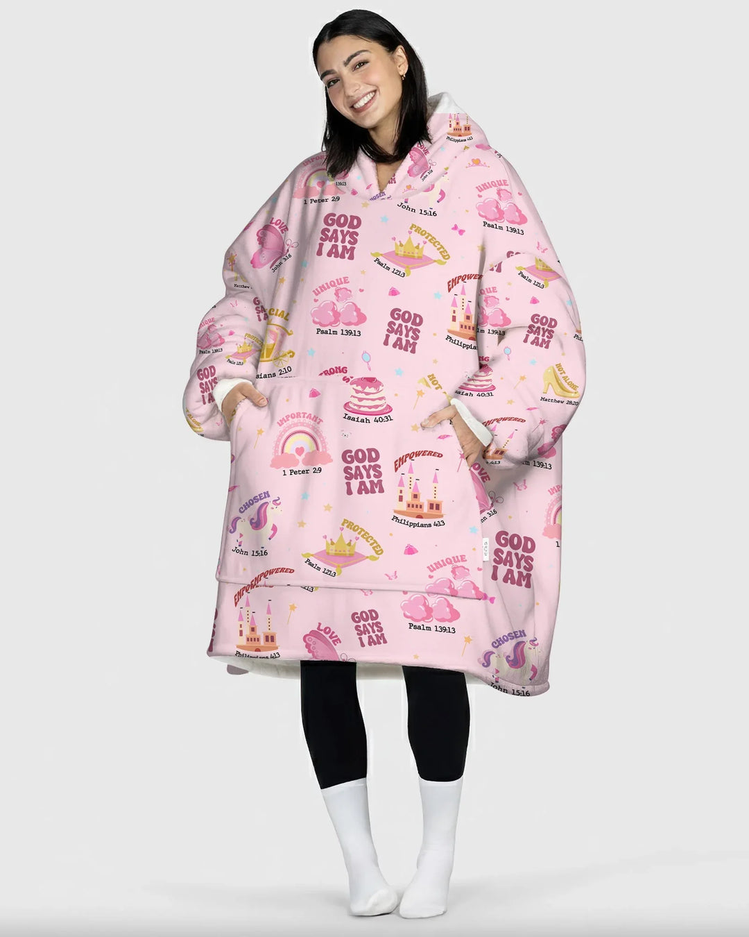 God Says I Am Girl Wearable Bamboo Blanket Hoodie