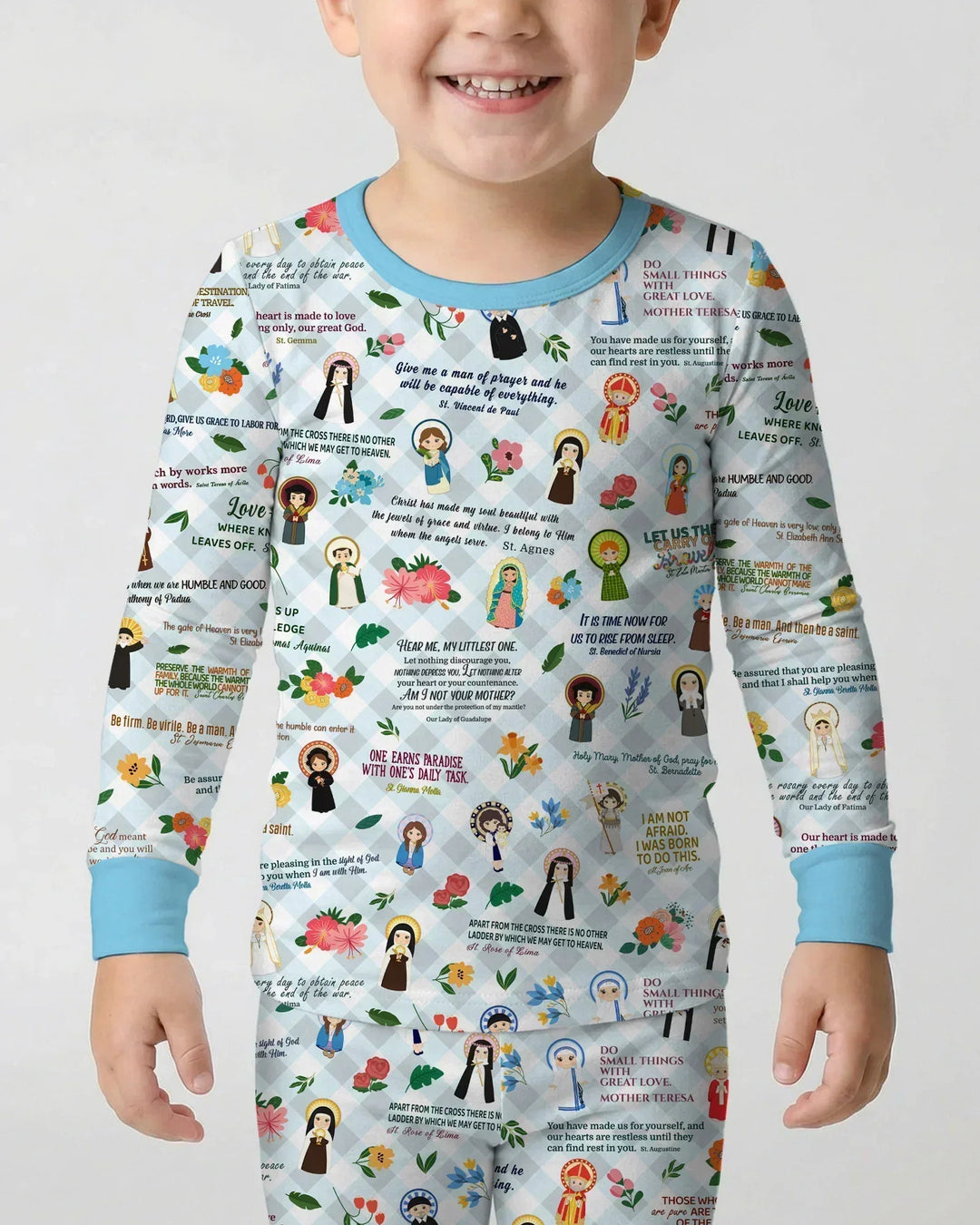Catholic Saint Quotes Bamboo Two Piece Long Sleeve Pajama Set