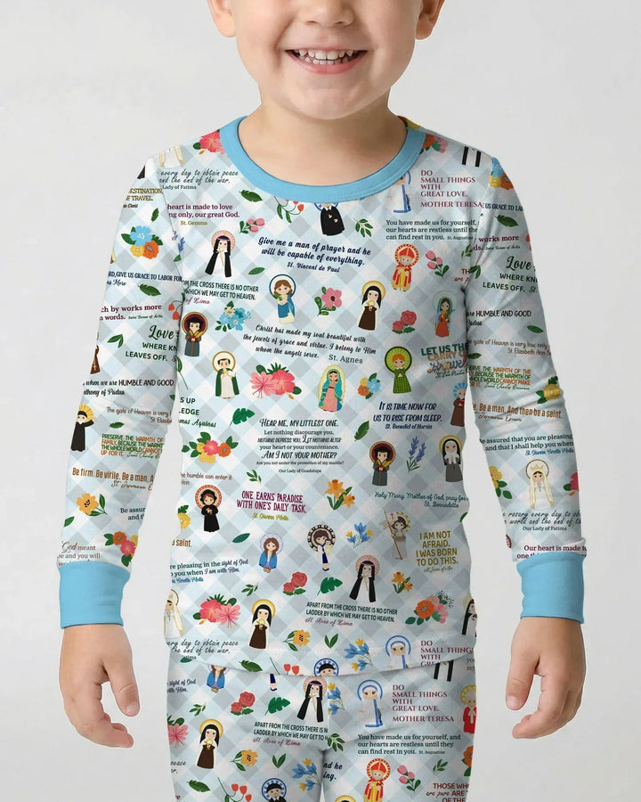 Catholic Saint Quotes Bamboo Two Piece Long Sleeve Pajama Set