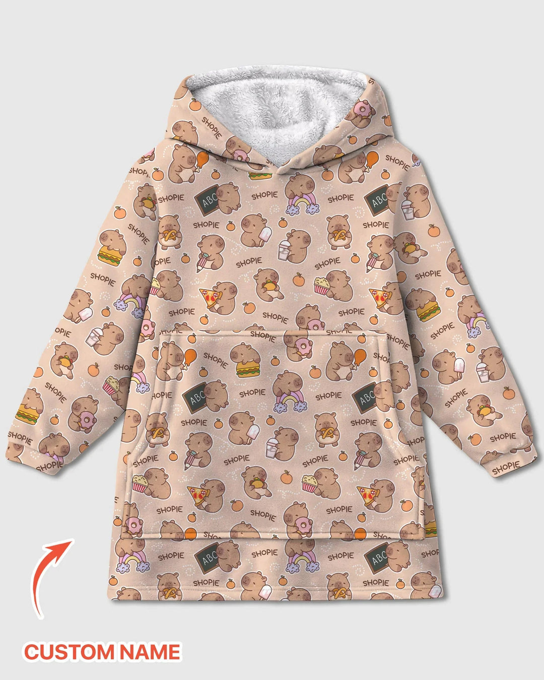 Custom Name Cute Capybara Bamboo Blanket Hoodie