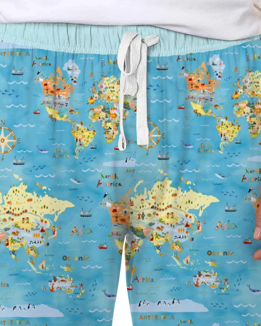 Whimsical World Map Family Matching Bamboo Men's Pajama Set